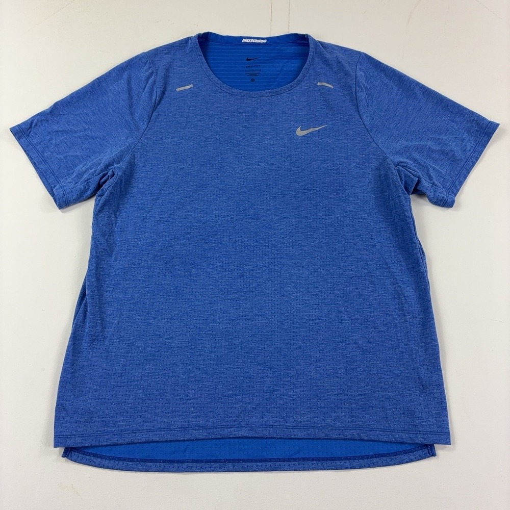 Nike Dri-FIT Shirt Mens Large Blue Short Sleeve Reflective Running CJ5420-481